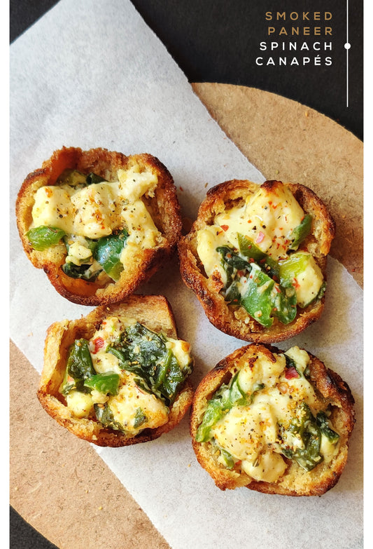 Smoked Paneer & Spinach Canapés